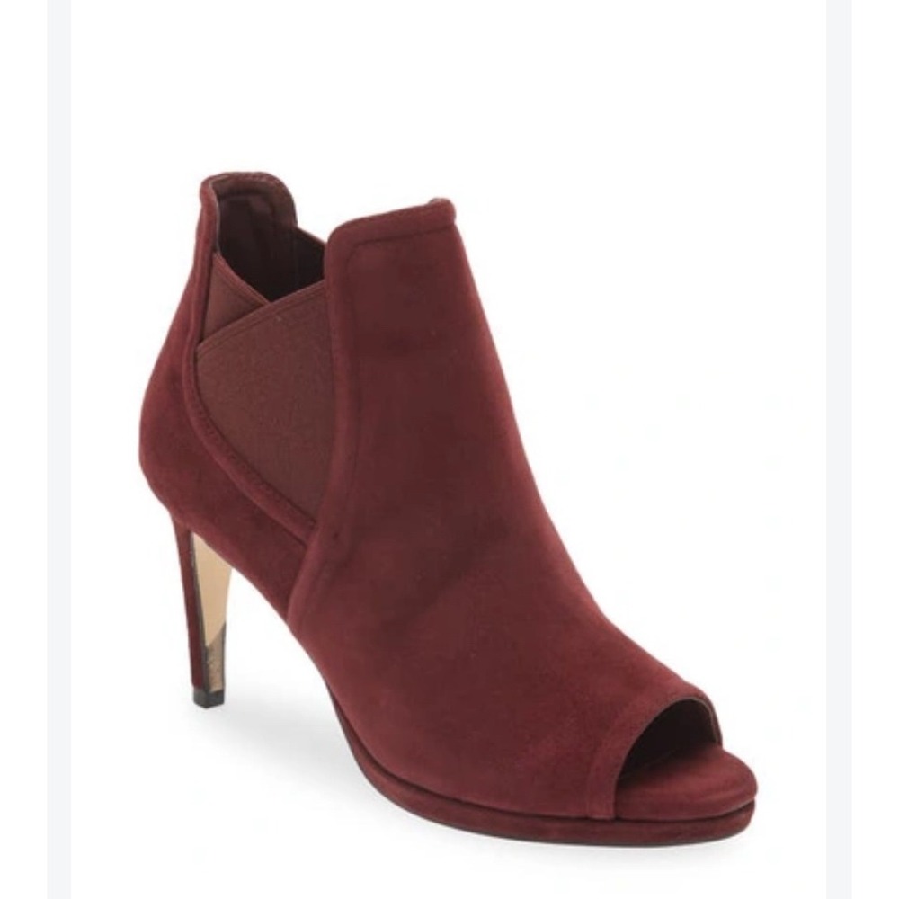 Cole Haan Grand 360 Jones Cordovan Burgundy Suede Peep Toe Booties WM's 7.5B EUC